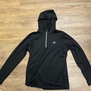 Men’s Adidas Quarter Zip With Hoodie Black Gray